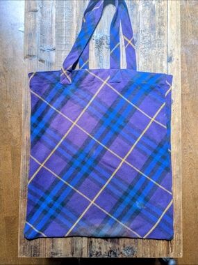 Burberry Large Purple Plaid Tote